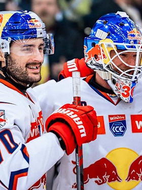 Red Bulls celebrate a decisive 4-0 home victory against Linz Red Bulls celebrate a decisive 4-0 home victory against Linz